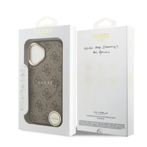  iPhone 17 Barna Guess PU Leather 4G Gold Frame MagSafe tok - 7