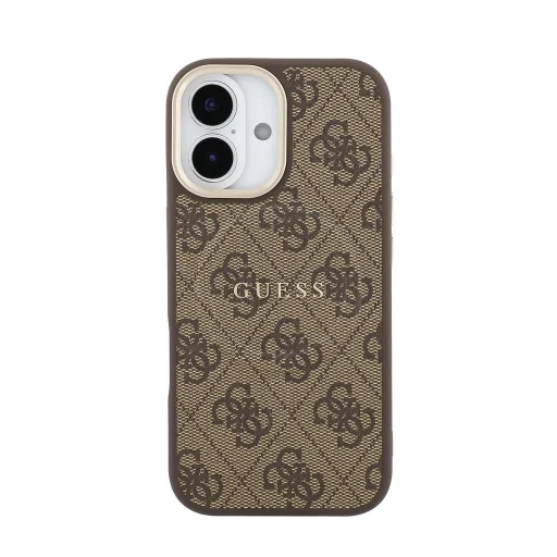 iPhone 17 hnedé Guess PU Leather 4G Gold Frame MagSafe puzdro - 3