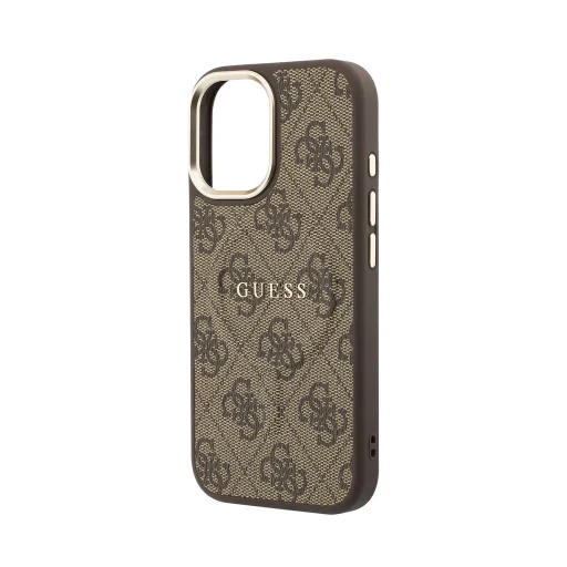 iPhone 17 hnedé Guess PU Leather 4G Gold Frame MagSafe puzdro - 5