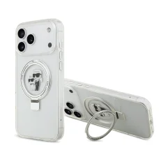  iPhone 17 Pro Max áttetsző Karl Lagerfeld Ringstand Karl és Choupette MagSafe tok