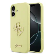  iPhone 17 sárga Guess Liquid Silicone 4G Metal Logo tok