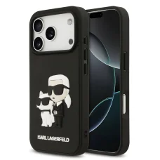  iPhone 17 Pro Fekete Karl Lagerfeld 3D Rubber Karl és Choupette tok