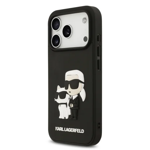  iPhone 17 Pro Fekete Karl Lagerfeld 3D Rubber Karl és Choupette tok - 2