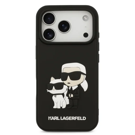  iPhone 17 Pro Fekete Karl Lagerfeld 3D Rubber Karl és Choupette tok - 3