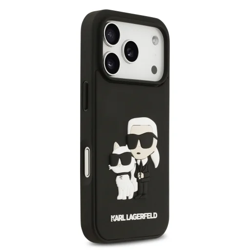  iPhone 17 Pro Fekete Karl Lagerfeld 3D Rubber Karl és Choupette tok - 4