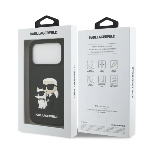  iPhone 17 Pro Fekete Karl Lagerfeld 3D Rubber Karl és Choupette tok - 7