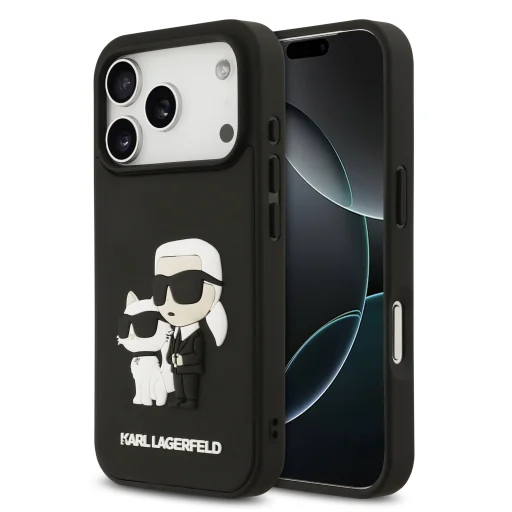 iPhone 17 Pro Fekete Karl Lagerfeld 3D Rubber Karl és Choupette tok - 1