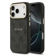  iPhone 17 Pro fekete Guess PU bőr 4G arany keretes MagSafe tok