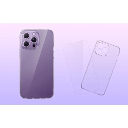 iPhone 14 Pro Max Baseus Átlátszó tok + edzett üvegfólia - 8