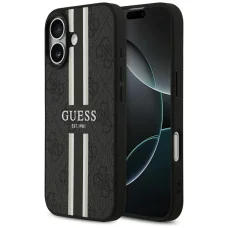  iPhone 17 fekete Guess 4G Printed Stripes MagSafe tok