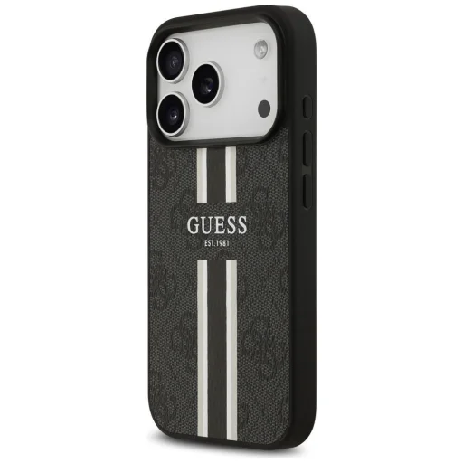  iPhone 17 Pro Fekete Guess 4G Nyomott Csíkos MagSafe tok - 2