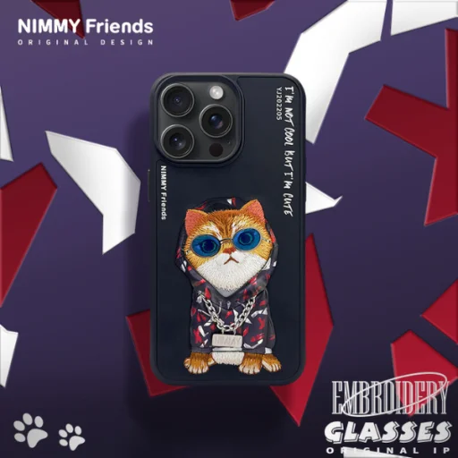 Nimmy Szemüveges Menő Macska tok az iPhone 15-hez - fekete tok - 14