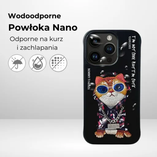 Nimmy Szemüveges Menő Macska tok az iPhone 15-hez - fekete tok - 15