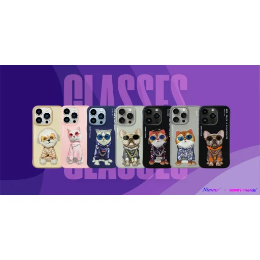 Nimmy Szemüveges Menő Macska tok az iPhone 15-hez - fekete tok - 13
