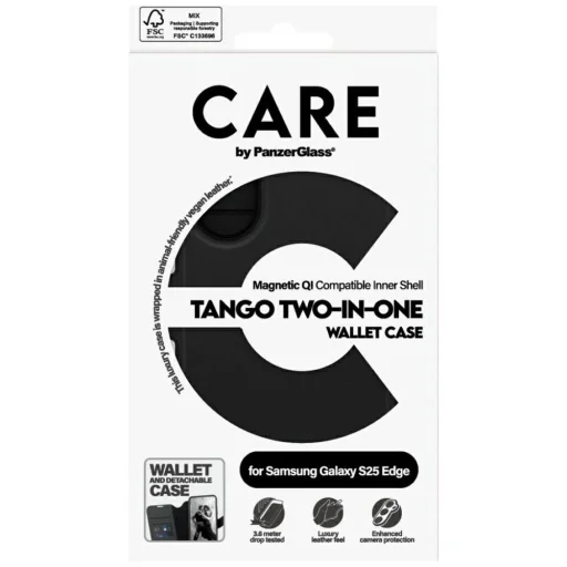 CARE by PanzerGlass Feature Tango 2in1 Pénztárca Qi Samsung Galaxy S25 Edge tok - Fekete - 5