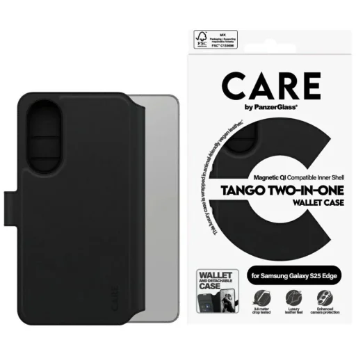 CARE by PanzerGlass Feature Tango 2in1 Pénztárca Qi Samsung Galaxy S25 Edge tok - Fekete - 1