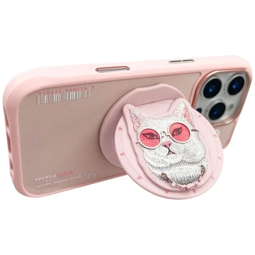 Nimmy Glasses Cool Cat MagSafe tok iPhone 16 Pro-hoz - Rózsaszín - 7