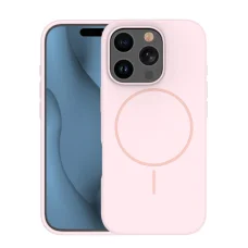 iPhone 17 6,3" világos rózsaszín szilikon vékony mágneses tok