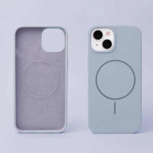 Szilikon vékony Mágneses tok iPhone 15 Pro Max 6,7"-hoz világoskék - 2