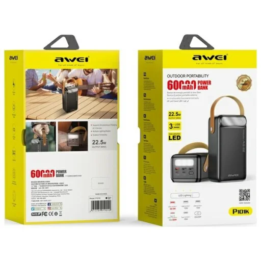 AWEI PowerBank P101K 60000mAh 22.5W fekete - 2