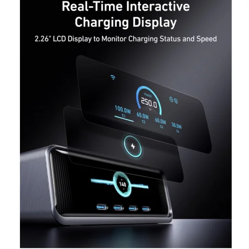 Asztali töltő Anker Prime, 250W, 5A, 2 x USB-A - 4 x USB-C, Fekete A2345341 - 3