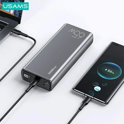 USAMS Powerbank PB59 30000mAh 65W 2xQC3.0 + PD Gyors Töltés fekete CMXLOGTC01 (US-CD165) + U kábel - 7