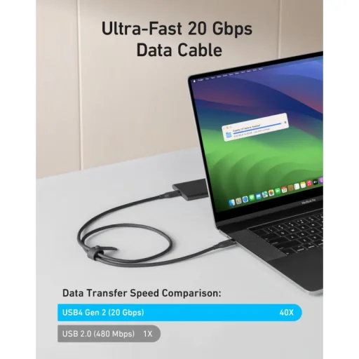 USB-C to USB-C kábel Anker, 240W, 0.9m, Fekete A80N1H11 - 5