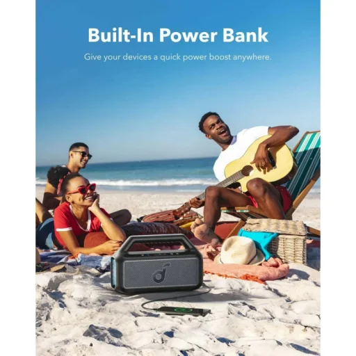 Bluetooth Hangszóró Anker SoundCore Boom 2, 80W, TWS, RGB, Vízálló, Fekete A3138011 - 5