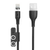 Magnetikus 3 az 1-ben USB kábel Foneng X62, USB-C / Lightning / Micro USB, 2.4A, 1m (Fekete)