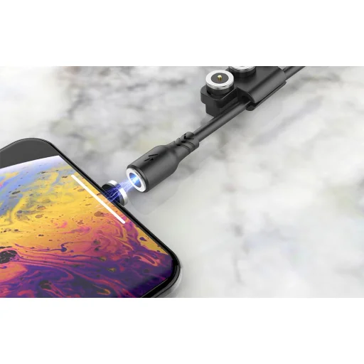 Magnetikus 3 az 1-ben USB kábel Foneng X62, USB-C / Lightning / Micro USB, 2.4A, 1m (Fekete) - 3