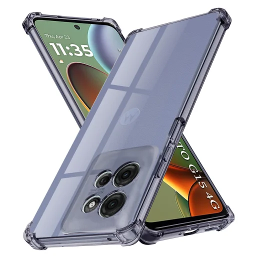 Motorola Moto G15 / G15 Power Techsuit Shockproof Clear Silicone - Smoke Black tok - 1