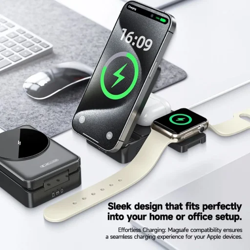 Vezeték nélküli töltő JELLICO 3 az 1-ben W25 15W Fekete - 4