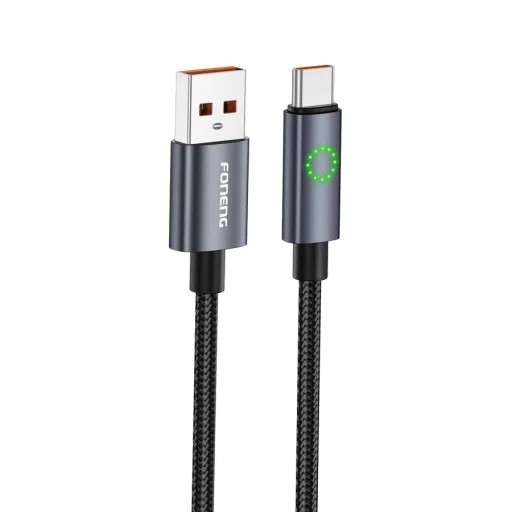 FONENG XS08 USB-C kábel 3A 1.2M Fekete - 1