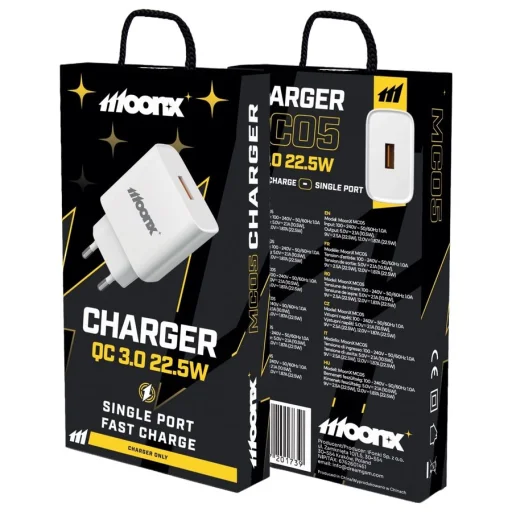 MOONX fali töltő MC05 22,5W 1xUSB QC3.0 Fehér - 1