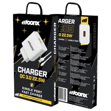MOONX fali töltő MC05 22,5W 1xUSB QC3.0 + Lightning kábel fehér