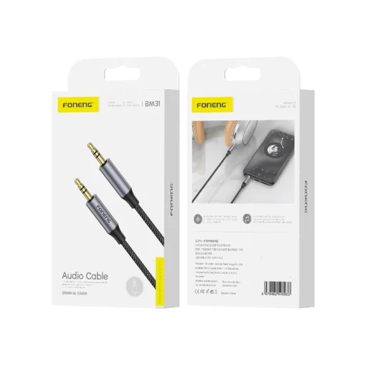FONENG BM31 3.5MM JACK - 3.5MM JACK Kábel 1M Fekete - 2