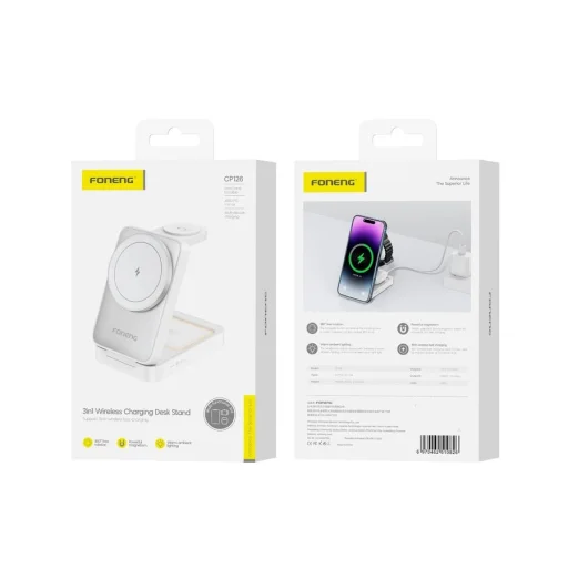 FONENG vezeték nélküli töltő 3in1 CP126 15W Fehér - 1