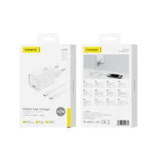 FONENG EU69 fali töltő PD 20W 1xUSB-C + USB-C - Lightning kábel Fehér