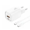 FONENG Fali töltő EU70 PD 20W 1xUSB-C + 1xUSB QC3.0 + kábel USB-C - USB-C Fehér thumbnail