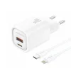 FONENG fali töltő EU70 PD 20W 1xUSB-C + 1xUSB QC3.0 + kábel USB-C - Lightning Fehér thumbnail
