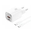 FONENG fali töltő EU71 PD 30W 1xUSB-C + 1xUSB QC3.0 + kábel USB-C - USB-C Fehér thumbnail