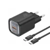 FONENG EU71 fali töltő PD 30W 1xUSB-C + 1xUSB QC3.0 + USB-C - USB-C kábel Fekete thumbnail