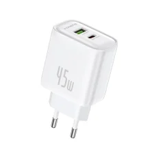 FONENG EU67 fali töltő PD 45W 1xUSB-C + 1xUSB QC3.0 Fehér