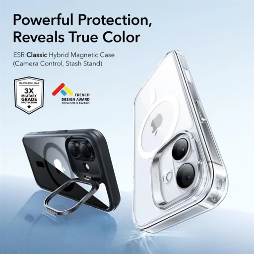 iPhone 17 Esr Classic Hybrid Kickstand Magsafe átlátszó/fekete tok - 2