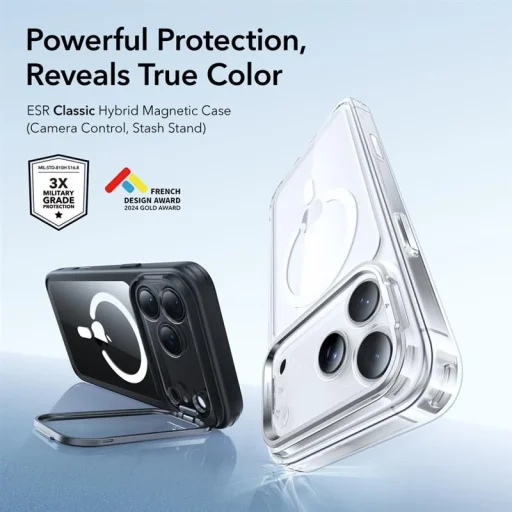 iPhone 17 Pro Classic Hybrid Kitámasztós Magsafe Átlátszó/fekete tok - 3