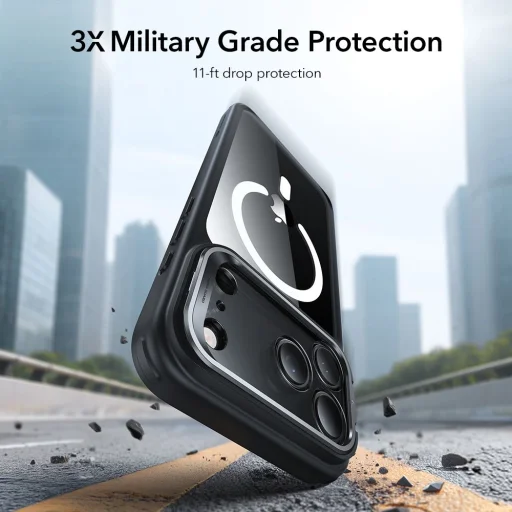 iPhone 17 Pro Classic Hybrid Kitámasztós Magsafe Átlátszó/fekete tok - 6