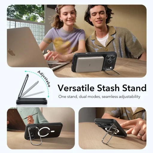 iPhone 17 Pro Classic Hybrid Kitámasztós Magsafe Átlátszó/fekete tok - 7