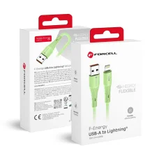 Zöld FORCELL F-ENERGY C343 kábel USB A-ról Lightning-re 2,4A 12W Szilikon 1 m
