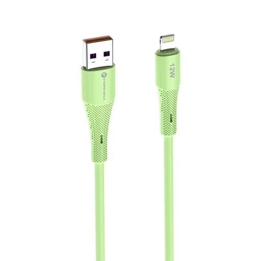 Zöld FORCELL F-ENERGY C343 kábel USB A-ról Lightning-re 2,4A 12W Szilikon 1 m - 4