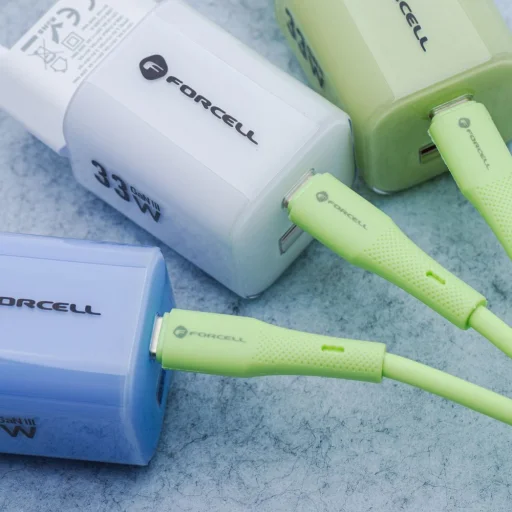 FORCELL F-ENERGY C346 Type C - Lightning kábel 3A 27W Szilikon 1 m zöld - 9